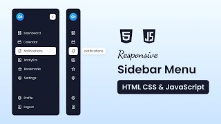 Create A Sidebar Menu in HTML CSS amp JavaScript  Side Navigation Bar Tutorial [upl. by Fanchon71]