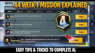 A4 Week 1 Mission 😍 Bgmi Week 1 Mission Explained 🔥 A4 Royal Pass Week 1 Mission 🔥 C5S14 Rp Mission [upl. by Nedia71]