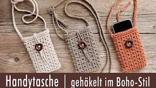 Handytasche  gehäkelt im MakrameeBohoStil  Anleitung  DIY  schnell und einfach [upl. by Einnim]