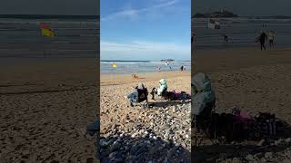 Godrevy Sands Surfers Cornwall England [upl. by Nirek]