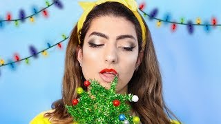 Full Face Of Makeup Using A Christmas Tree [upl. by Lalita]