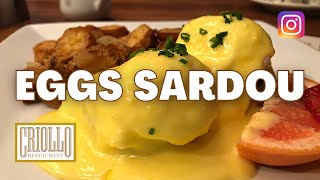 NEW ORLEANS FOOD Eggs Sardou at CRIOLLO • Hotel Monteleone • French Quarter Breakfast Restaurants [upl. by Ettebab884]