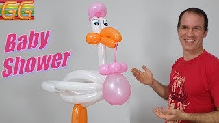 Como hacer una CIGUEÑA para baby shower 👶 Decoracion baby shower niña  globoflexia  Gustavo gg [upl. by Zelig393]