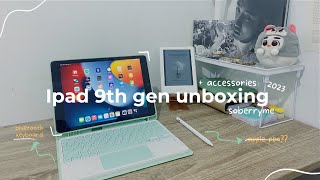 Ipad 9th Gen amp accessories unboxing 2023  space gray 64gb wifi  goojodoq pen [upl. by Suhpesoj]