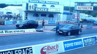 BMW M5 vs MITSUBISHI LANCER EVO X 400m [upl. by Aleemaj]