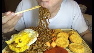 ASMR Eating Sound  Lets Eat Black Bean NoodlesJajangmyeon  Chicken Nugget [upl. by Nerrat]