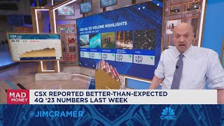 Jim Cramer talks railroad stocks massive climb [upl. by Brande]