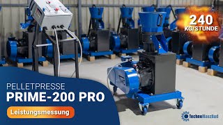 Pelletpresse  Granulator PRIME200 PRO  Leistungsmessung bei Kiefernsägespänen [upl. by Sarazen]