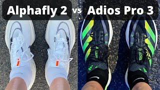 Alphafly 2 vs Adios Pro 3 Shoeoff [upl. by Dnyletak]