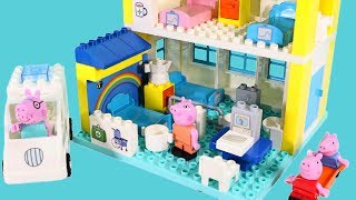 Peppa Pig Blocks Mega Hospital LEGO Construction  Lego Building [upl. by Ecadnac73]