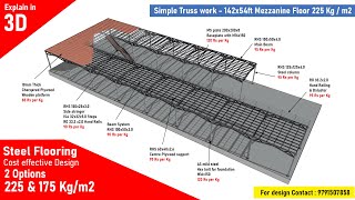 Simple truss work  Cost Effective steel Flooring142x54ft  Mezzanine floorMetal roofing [upl. by Noyrb824]