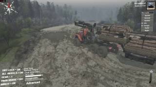 Tandem Ural 4320 Polar Explorer trucks deliver 28 point log load in Spintires [upl. by Schonthal]