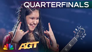 11YearOld Guitarist Maya Neelakantan Performs quotMaster Of Puppetsquot  Quarterfinals  AGT 2024 [upl. by Remmus]