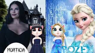 MY TALKING ANGELA 2  Morticia Addams 😱 vS Frozen ❄️ Elsa  cosplay [upl. by Eimac]