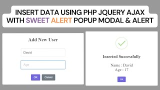 Insert Data Using PHP jQuery AJAX With Sweet Alert Popup Modal amp Alert [upl. by Reste]