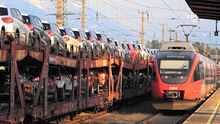 Bahnhof Frastanz🚉 Züge amp 🚗Autos Seltener Anblick in Vorarlberg Autozug mit Neuwagen abgestellt [upl. by Tiphanie]