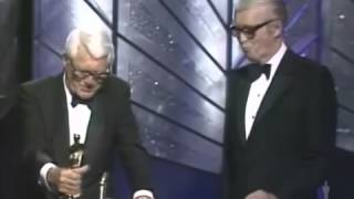 James Stewart receiving an Honorary Oscar from Cary Grant 1985 [upl. by Nalced]