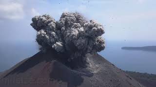 Krakatau volcano  spectacular explosions at day and night [upl. by Myrlene815]