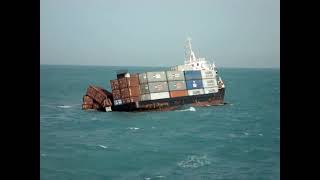 A real video of Sinking container ship at sea crew escape amp rescue operation conducted [upl. by Garrott]