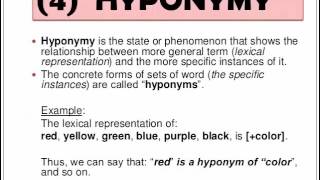 13 semantics synonym antonym homonym hyponym polyseme idioms [upl. by Haliled]