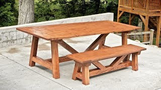 How To Build A Farmhouse Table and Benches For 250  Woodworking DIY [upl. by Adi]