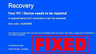 YOUR PC DEVICE NEEDS TO BE REPAIREDWindows 781011RECOVERY Error code [upl. by Lletnuahs902]