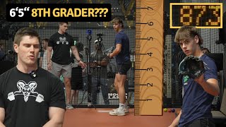 65quot True 8th Grader Throws 87 MPH In Bullpen [upl. by Gillmore]