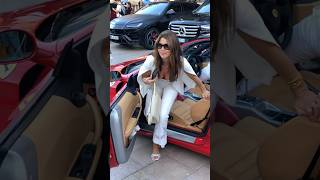 Gorgeous billionaire lady getting out her Ferrari at Casino billionaire monaco luxury lifestyle [upl. by Rocker284]