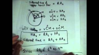 Sidereal Time Hour Angle and Right Ascension cont plus Examples [upl. by Bonnette]