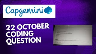 Capgemini 22 October coding question  Batch 2025 [upl. by Eimrej]