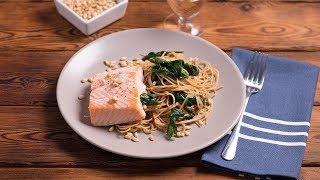 Makkelijk recept volkoren capellini met zalm en spinazie [upl. by Diannne202]