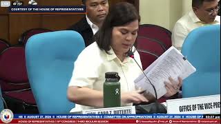 VP Sara Duterte faces House to defend OVPs proposed 2025 budget [upl. by Eemaj]