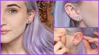 Changing My Piercings  3 Rings 1 Hole [upl. by Arikahs946]