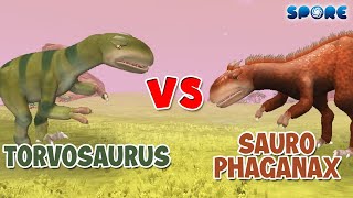 Torvosaurus vs Saurophaganax  Dino Faceoff S4E10  SPORE [upl. by Eachelle]