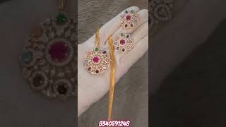 😍 navaratna chain pendant with big studsPrice 1499 goldreplica shortvideo shorts shortsyoutube [upl. by Goodhen]