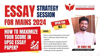 Essay Strategy Session for Mains 2024  How to Maximize your Score in UPSC Essay Paper  Vinay Sir [upl. by Enomis]