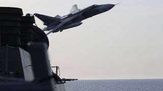 Russian fighter jet flies within 75 feet of US ship [upl. by Zeidman]