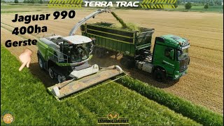 AgrarserviceMV beim Gersten GPS 400ha mit einem Jaguar 990 TT amp Fendt 1050 Abfahrer Silage Ernte [upl. by Esidarap]