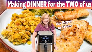 DINNER WITH THE TWO OF US Chicken Tenders Broccoli Stuffing Air Fryer [upl. by Aillil]