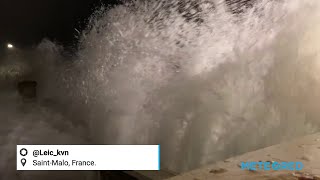 Spectacular maritime storm in SaintMalo France [upl. by Jankey]