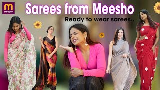 Sarees From Meesho🥻 Ready to wear Sarees 💕 meesho [upl. by Ecertak]