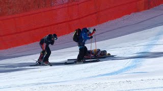 Ski Alpin Again crashes and injuries in the Womens Downhill II in Cortina DAmpezzo 2024 [upl. by Drofliw]