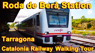 Roda de Berà Station Tarragona Catalonia Railway Walking tour Spain relaxation [upl. by Annatnas972]