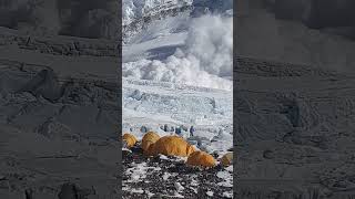 Everest Avalanche Almost Crashes Into Climbers Camp [upl. by Lorri]