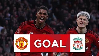 GOAL  Marcus Rashford  Manchester United 33 Liverpool  Quarterfinal  Emirates FA Cup 202324 [upl. by Alehs141]