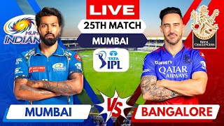 🔴 Live IPL 2024 MI vs RCB  Mumbai vs Bengaluru Match 25  IPL Live Scores amp Commentary ipl [upl. by Lustig]