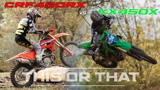 CRF450RX vs KX450X  Whats The Better Woods Bike Dirt Bike Test [upl. by Onivla]