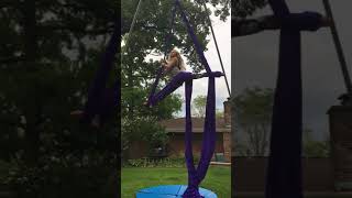 Aerial Silks  Split Roll Up Cross Back Straddle  Airplane Drop [upl. by Hoes]