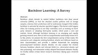 Backdoor Learning A Survey [upl. by Seditsira]