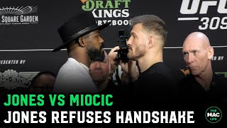 Jon Jones REFUSES Stipe Miocic Handshake at Face Off [upl. by Arayt]